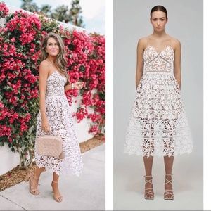 White Guipure Lace Azaelea Midi Dress